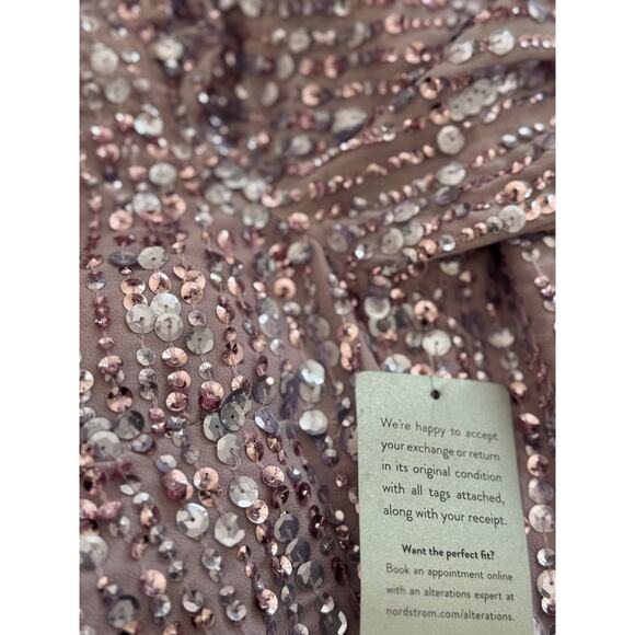 NEW MAC DUGGAL Purple Sequined Empire Waist Midi Prom Dress Size 14 - Picture 7 of 9